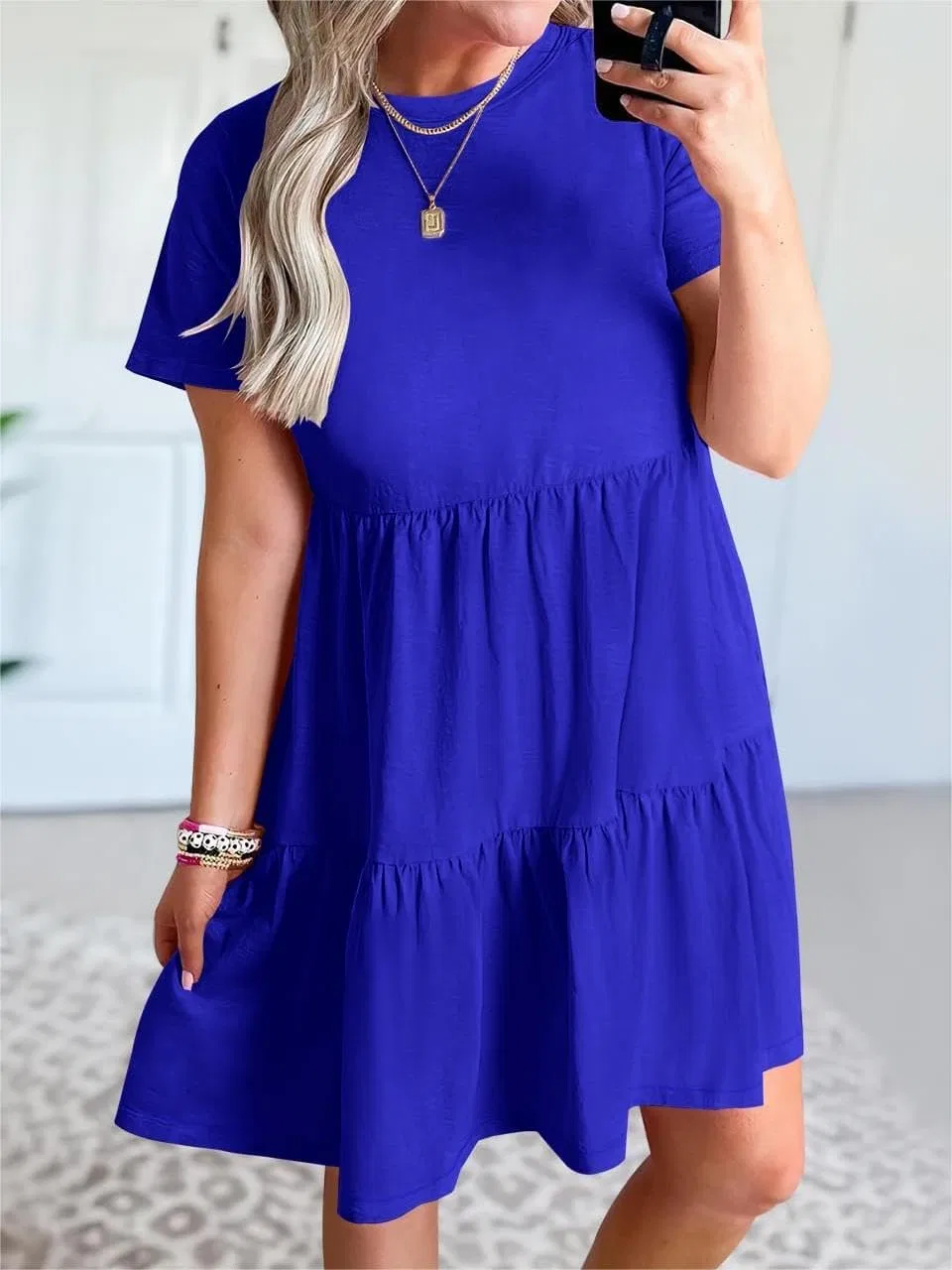 Женское повседневное платье-футболка A-line Sundress, Blue — фото 3