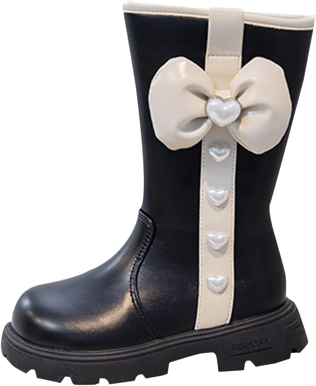 Детские сапоги для девочек с бантом, из ПУ-кожи, модель Cute Bowknot Mid Calf Riding Boots, Black