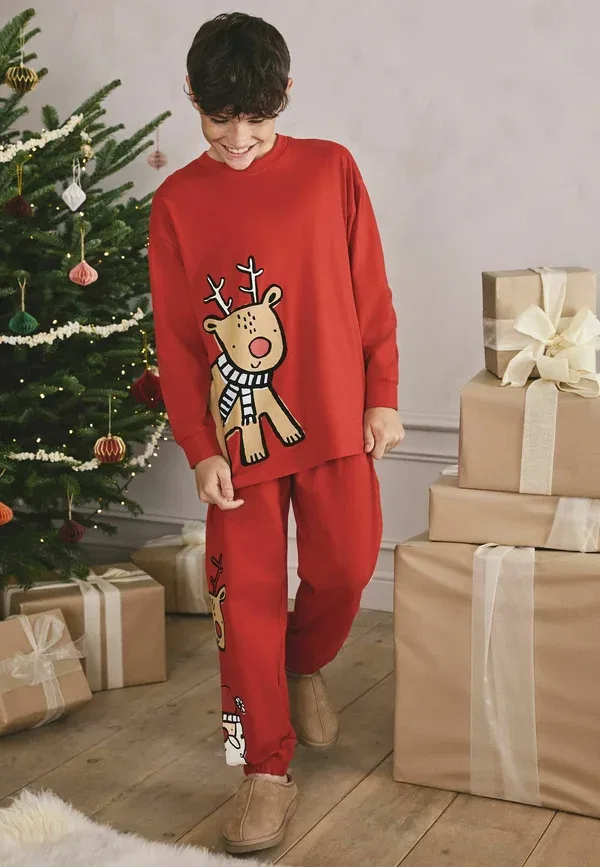 Комплект пижамы 100% хлопок pyjama set Next, Red Reindeer, красный — фото 2