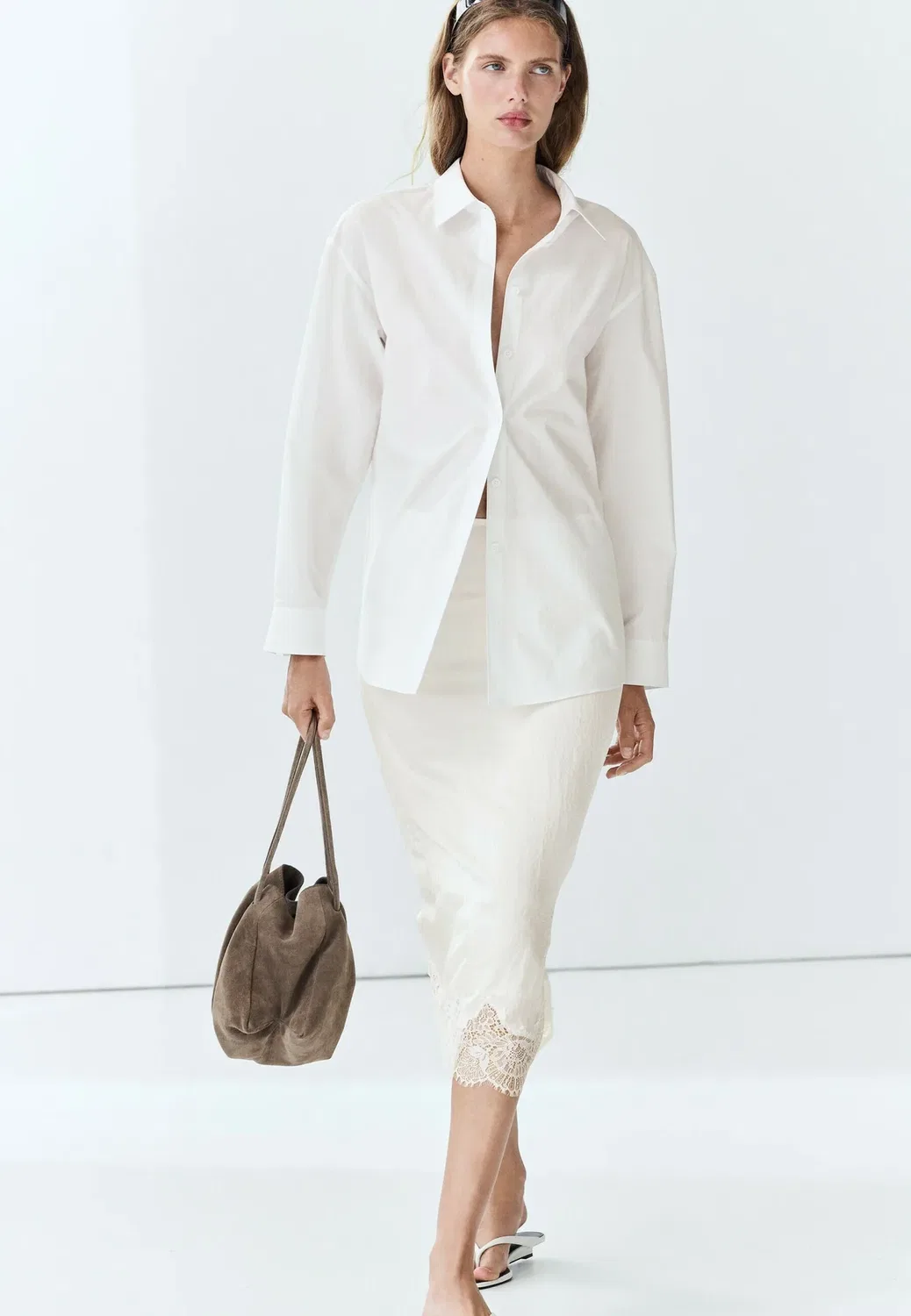 Блузка на пуговицах Massimo Dutti, White — фото 3