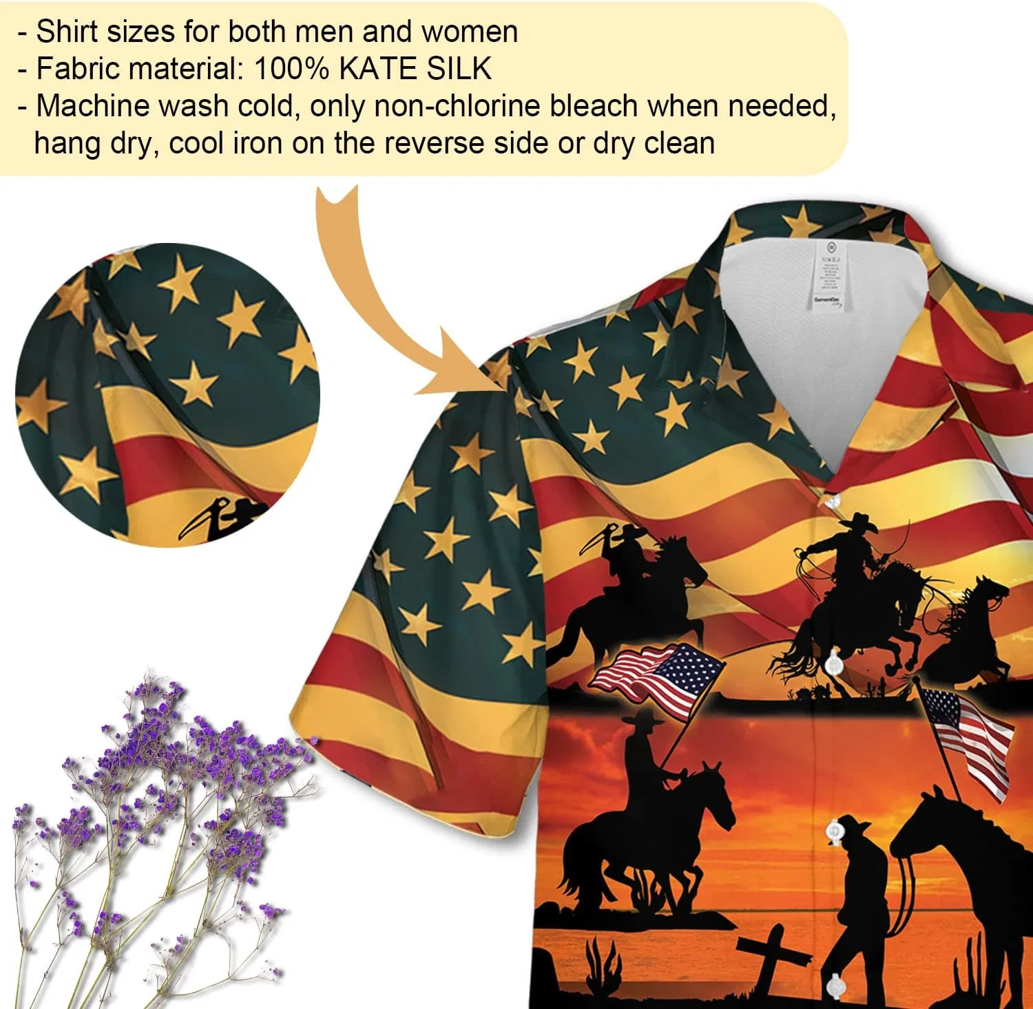 Мужская рубашка с коротким рукавом, с принтом, Cowboy Hawaiian Shirt, Cowboy_09 — фото 3