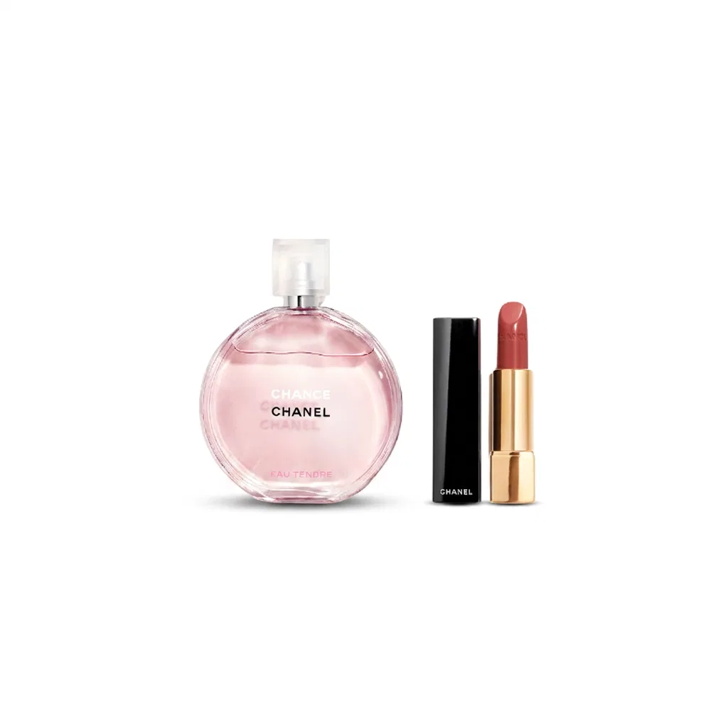 Женский набор парфюма и блеска для губ Pink Encounter Perfume Dazzling Charm Lipstick Makeup Sets CHANEL, Floral Fruity — фото 4