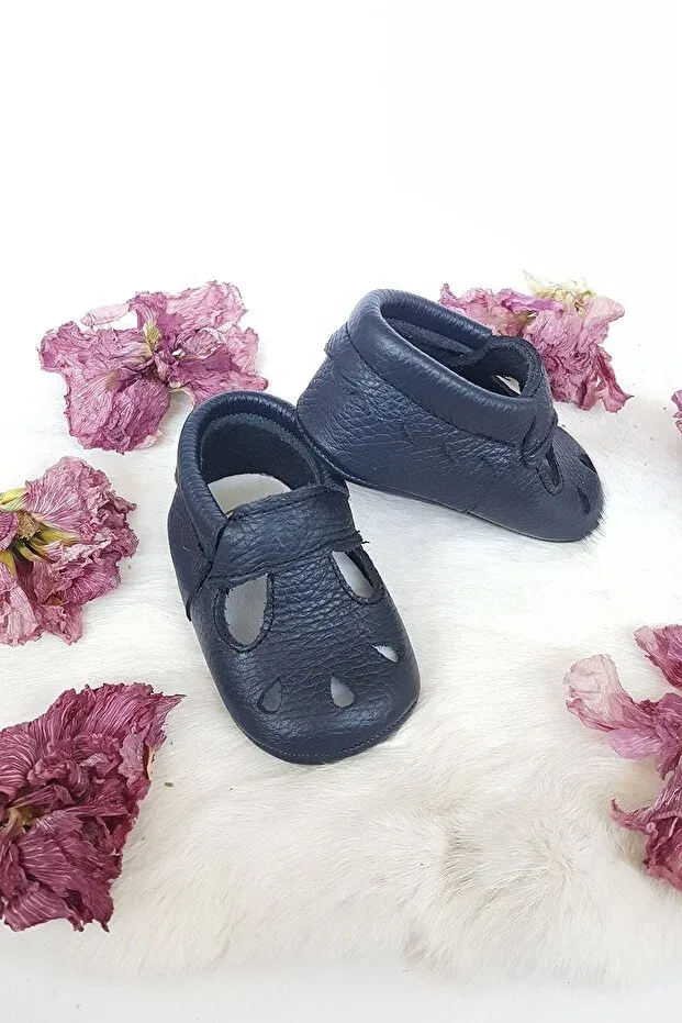 Детские мокасины из натуральной кожи Hodore, Navy Blue — фото 3