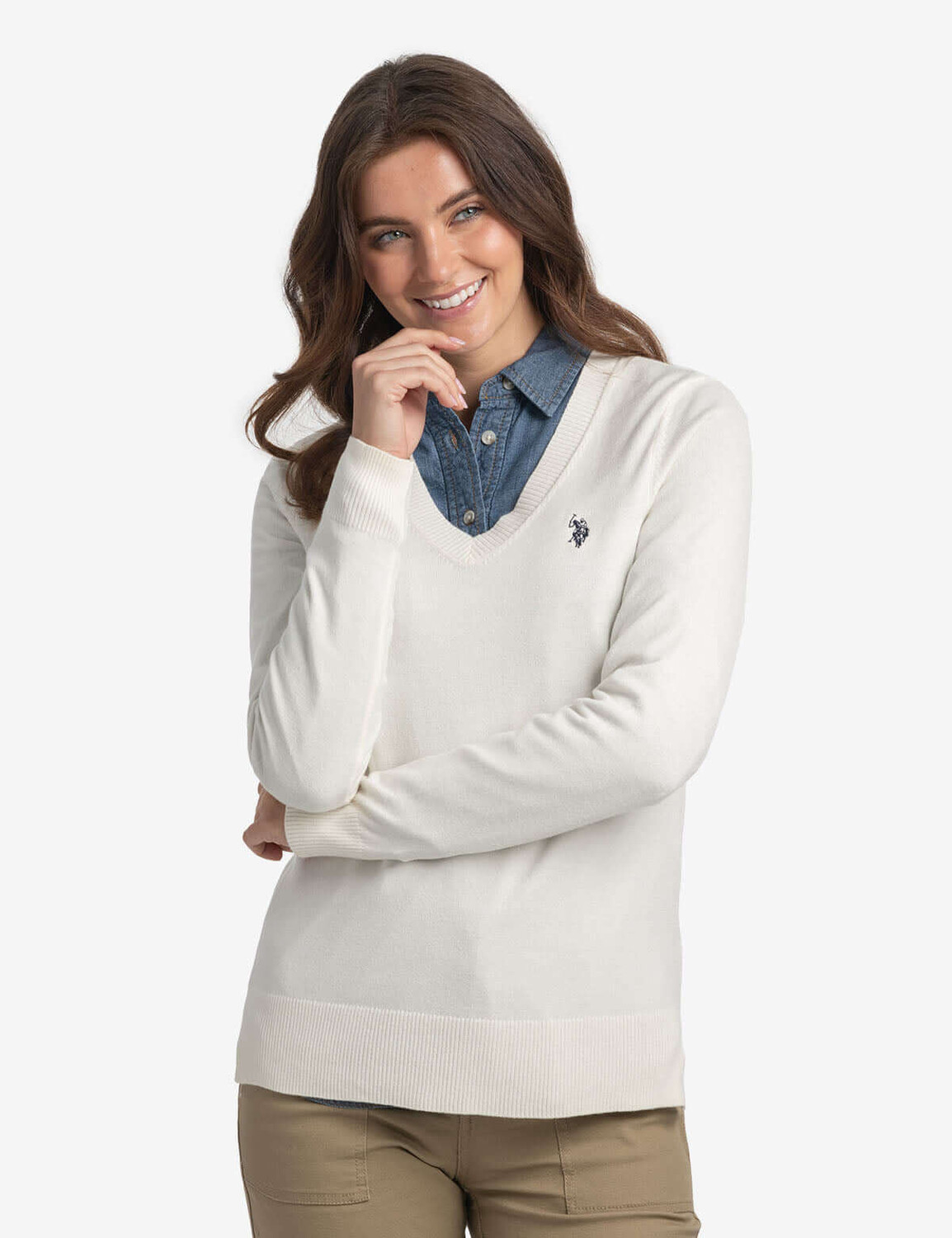 

Свитер U.S. Polo Assn. Soft Touch V-Neck, белый