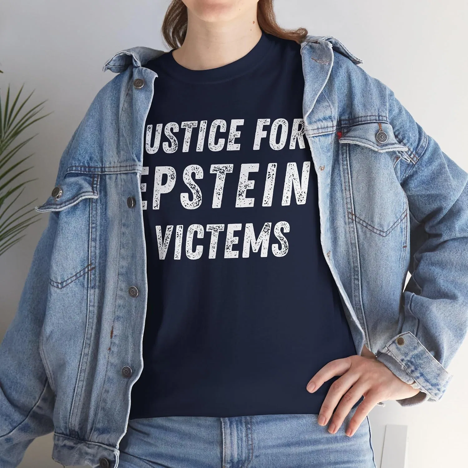 Мужская футболка с принтом Justice for Epstein Victims, тёмно-синий — фото 3