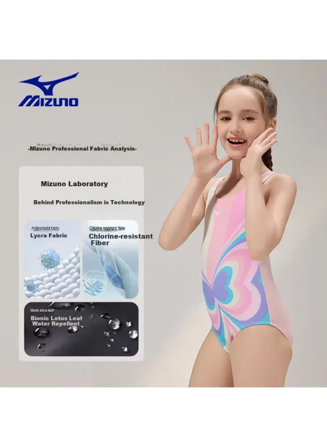 Купальник слитный для девочки с принтом бабочки C403 Mizuno, розовый