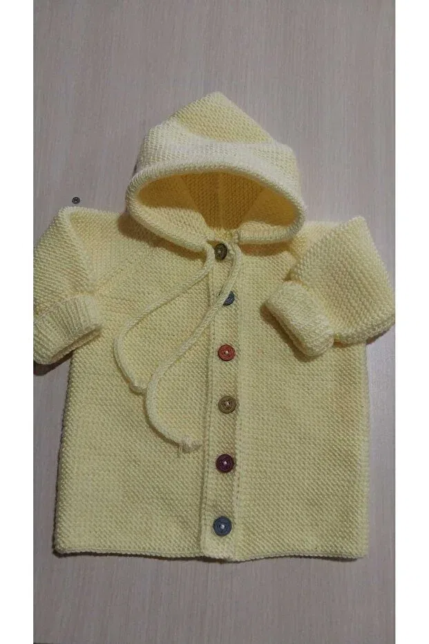 Детский кардиган для новорожденных ручной вязки Papatyam, Light Yellow