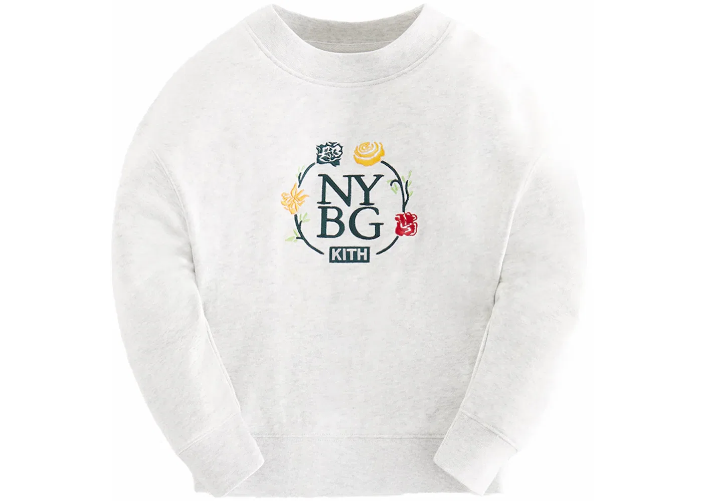 Детское худи с принтом Kith x New York Botanical Garden Kids Logo Nelson Crewneck, Light Heather Grey