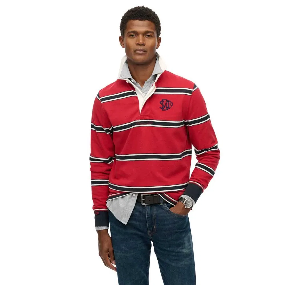 Мужская футболка с длинным рукавом с принтом Vintage Athletic Stripe Rugby Superdry, Red