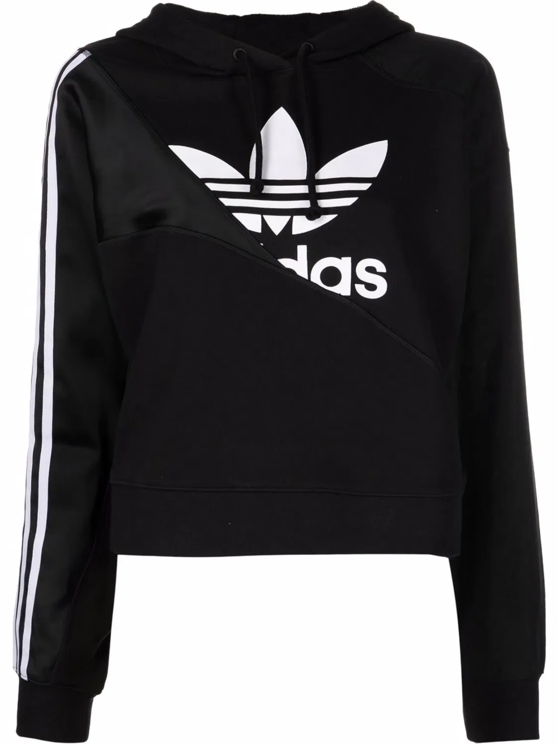 Худи с раздельным логотипом Trefoil Adidas, черный