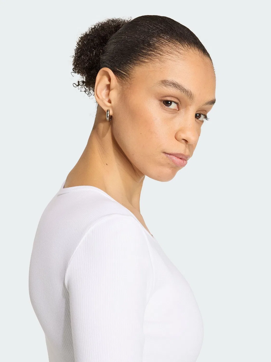 Футболка с длинным рукавом Essentials Rib Cropped, adidas Originals, белый — фото 4