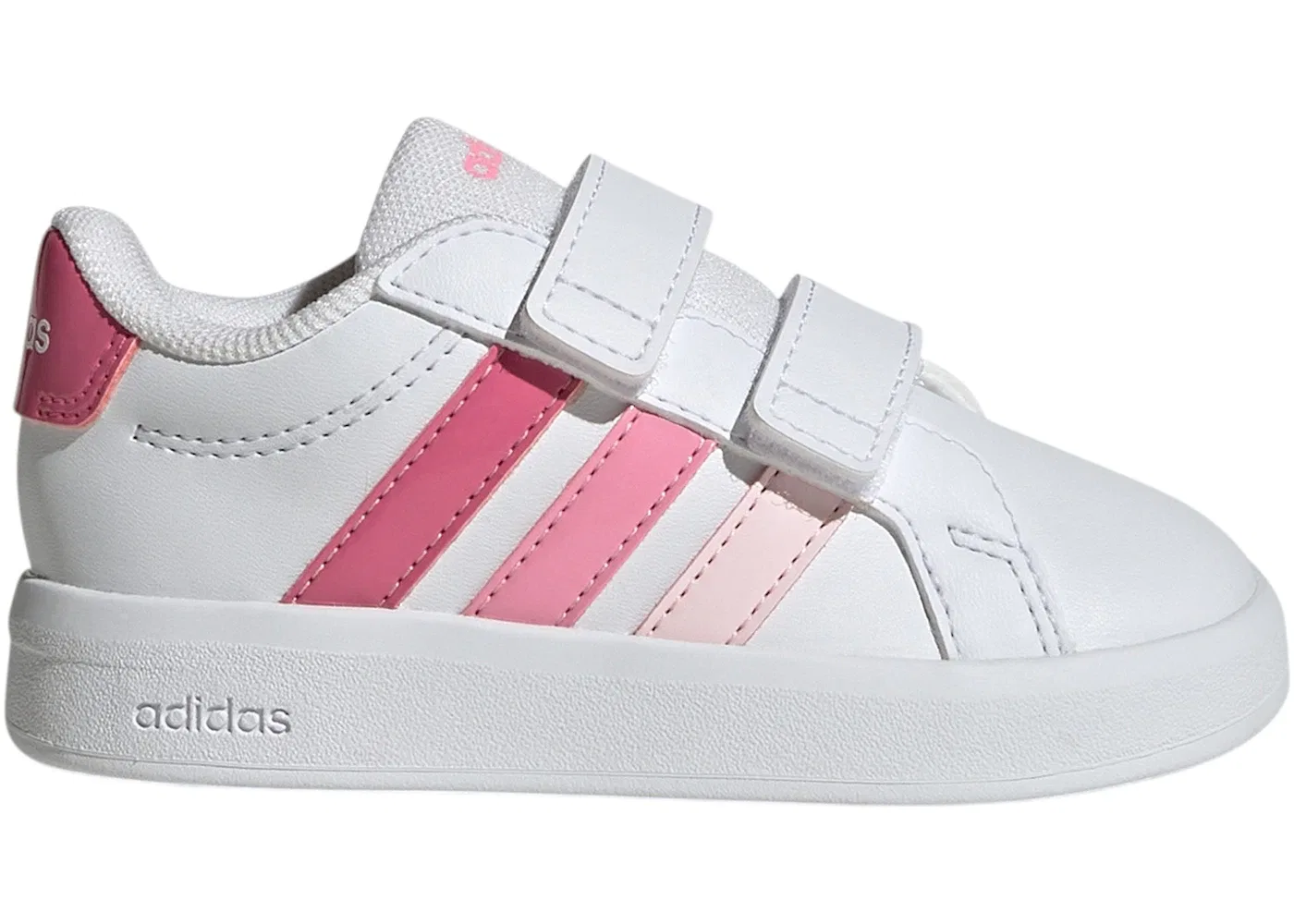 Детские кроссовки с длинным шнурком Adidas Grand Court 3.0, Cloud White/Pink Fusion/Bliss Pink