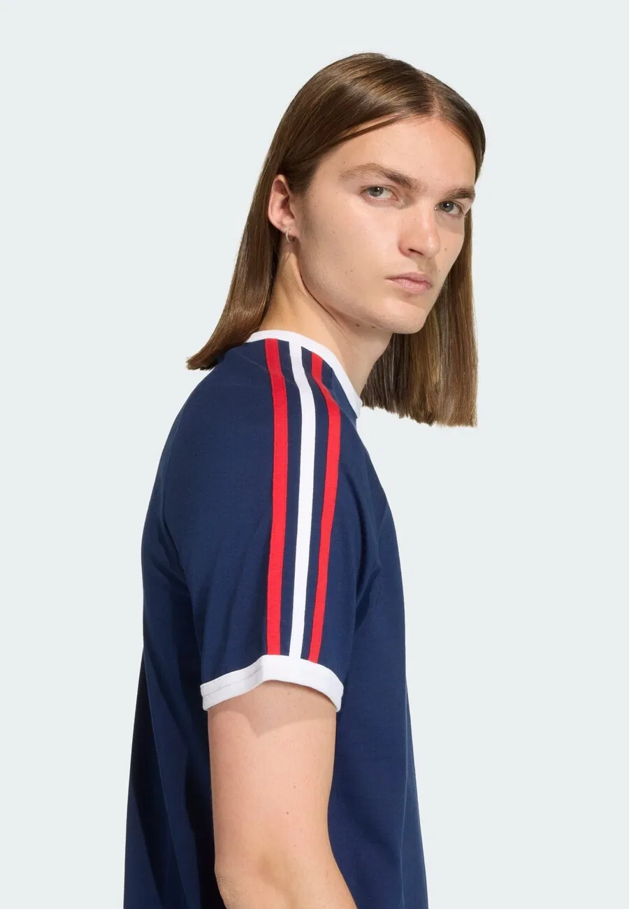 Футболка ADIDAS ORIGINALS «3 полоски» темно-синего цвета — фото 4