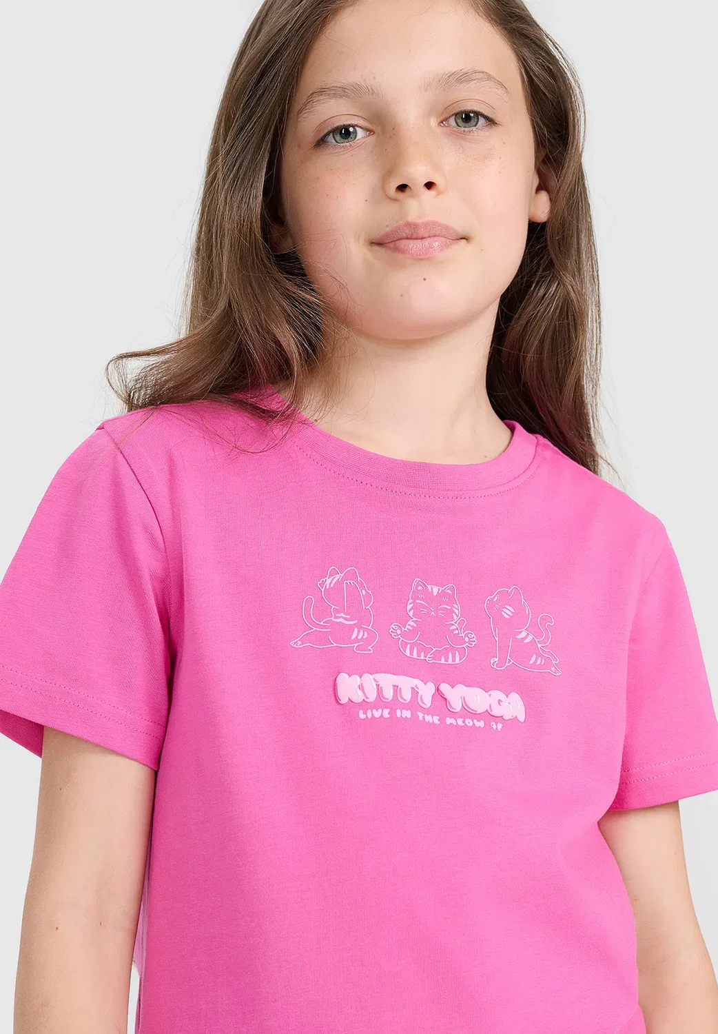 Футболка Regular z nadrukiem dziewczęcy - żółty 122 (6-7 лат) - спортивная футболка 4F, Pink — фото 4