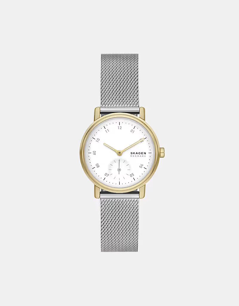 

Женские часы Skagen Kuppel Lille с двумя стрелками и секундной стрелкой, из нержавеющей стали, золотого цвета - СЕРЕБРО