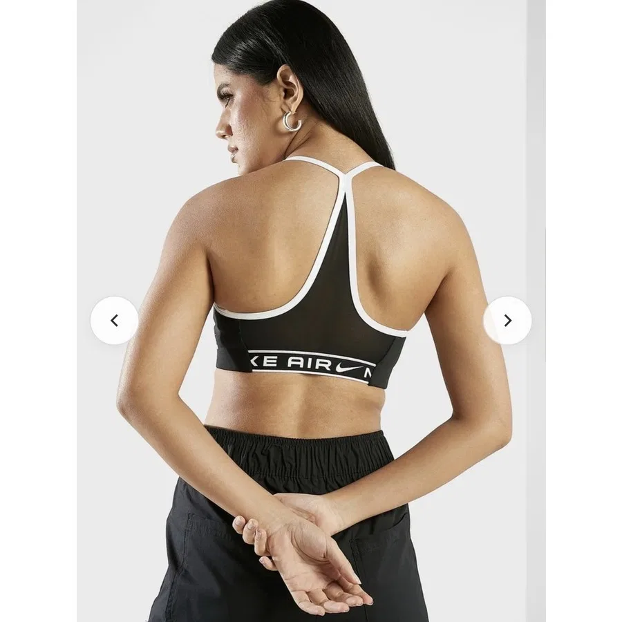 Спортивный бюстгальтер с высоким вырезом и сетчатой вставкой Air Indy High-Neck Mesh Bra, Nike, Черный — фото 2