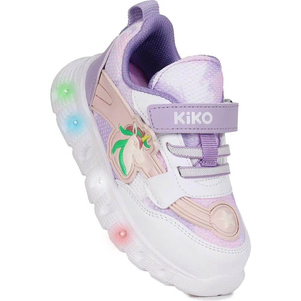 Детские кроссовки для девочек с липучками и светящейся подошвой Puff Kiko Kids