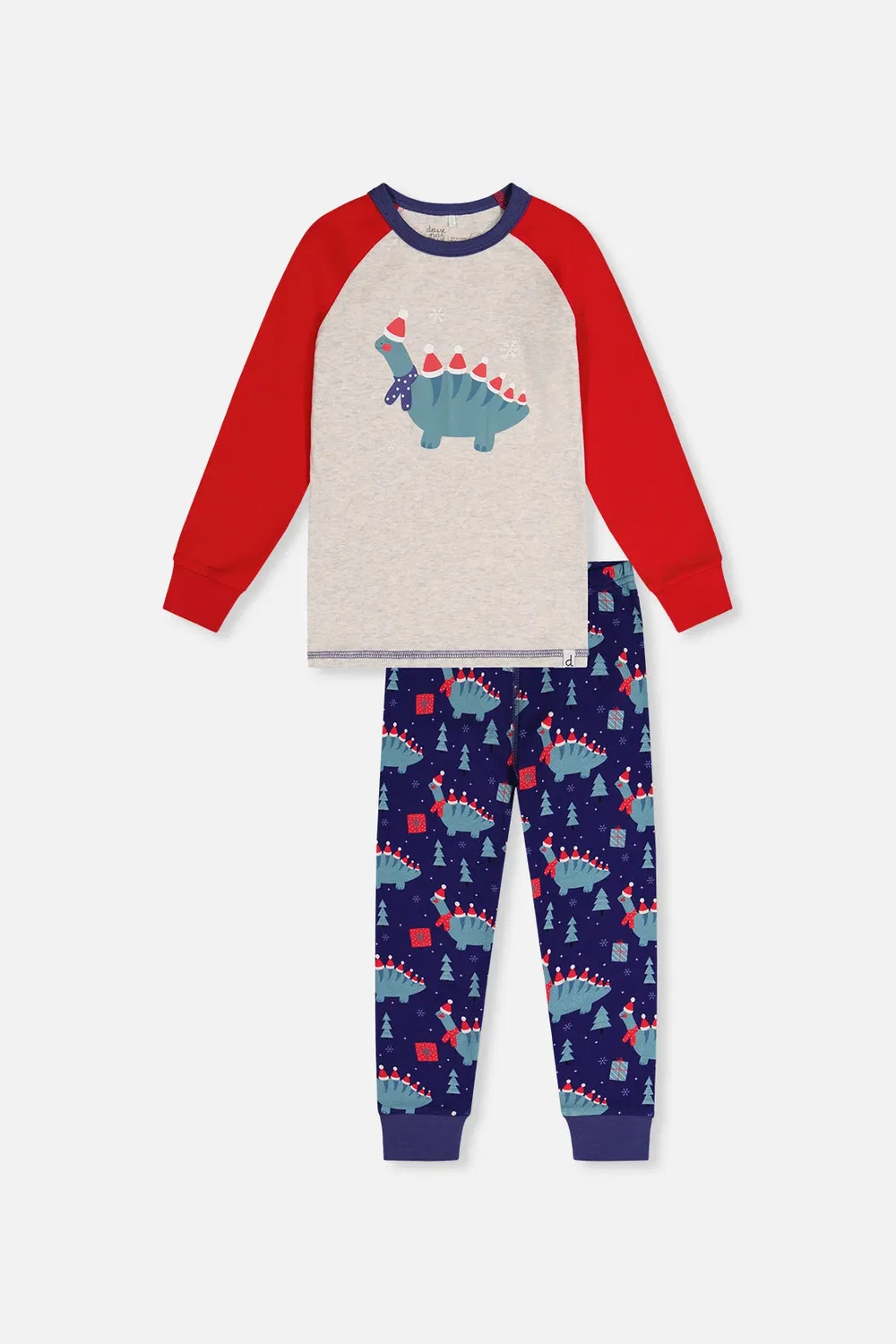 Детский комплект пижамы из органического хлопка с длинным рукавом Blue Dinosaur Print Deux par Deux, Blue Dinosaur Print