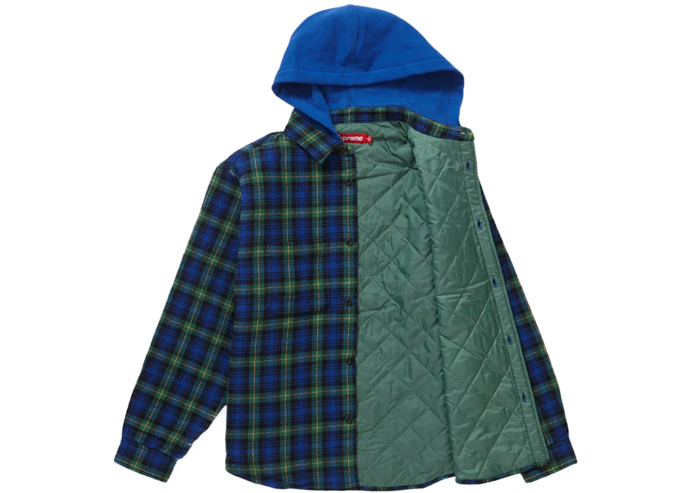 Мужская фланелевая рубашка-худи с капюшоном Tartan Supreme, Blue — фото 2