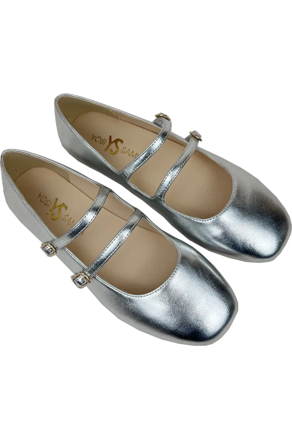 Детские балетки на плоской подошве с регулируемыми ремешками Miss Flat Yosi Samra, Silver