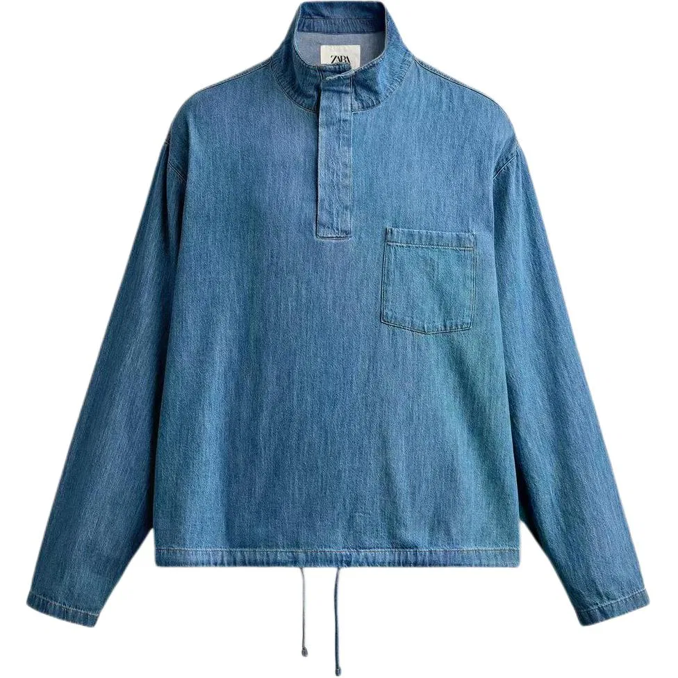 Мужское поло с воротником-стойкой Light Blue ZARA, Light Blue