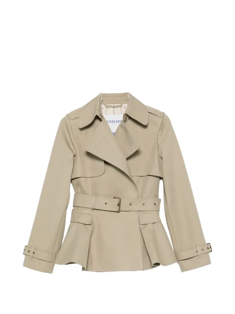 Куртка с баской и поясом Burberry, бежевый