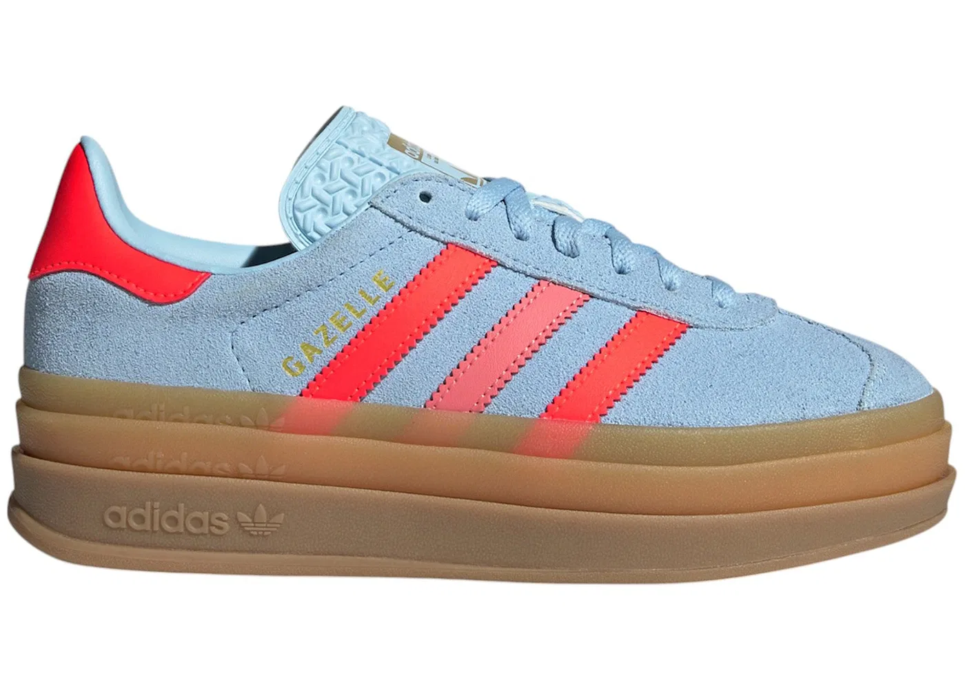 Детские кроссовки для девочек Adidas Gazelle Bold Clear Sky Solar Red Gold Metallic