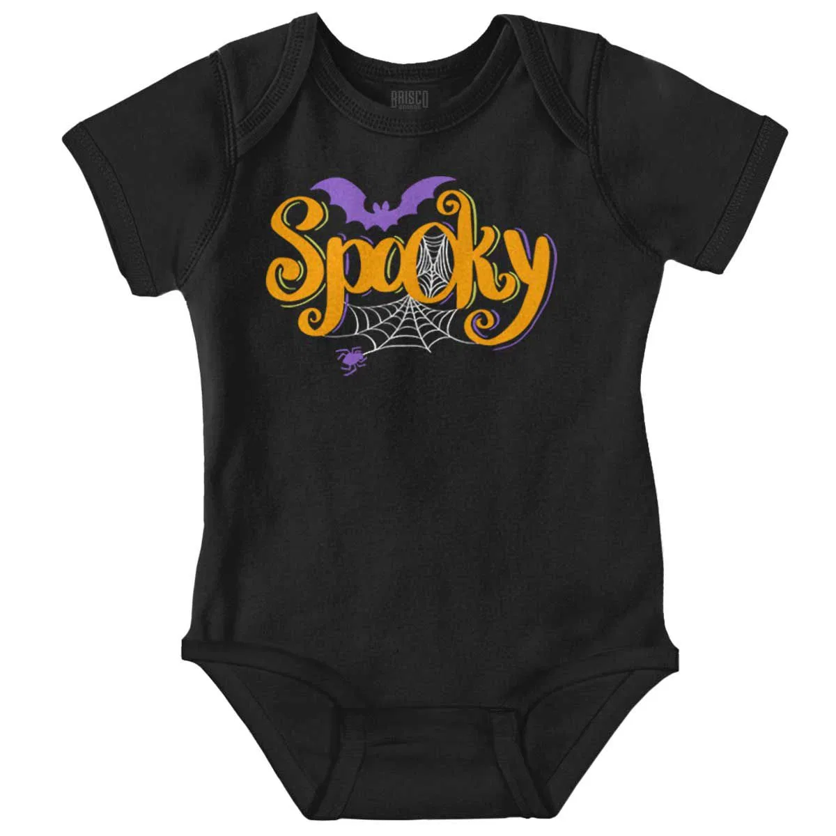 Детское боди с коротким рукавом с принтом Halloween Spider Web and Bats Brisco Brands, Black