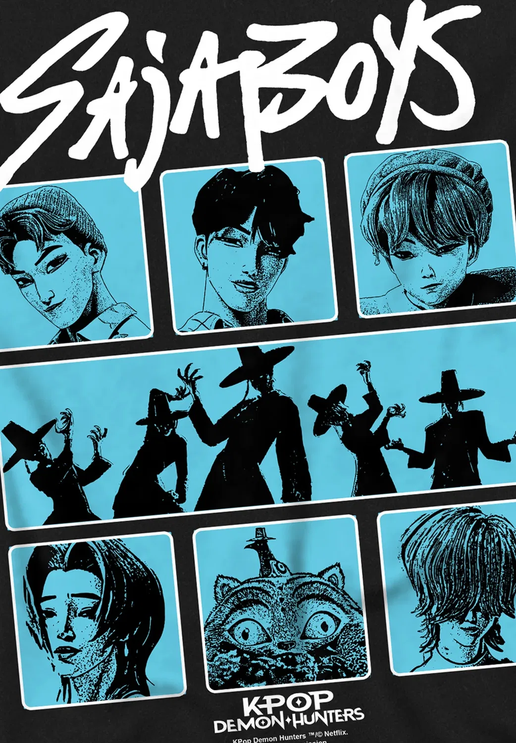 Kpop охотники на демонов, Saja Boys, постеризованные квадраты, унисекс - толстовка Netflix, Black — фото 3