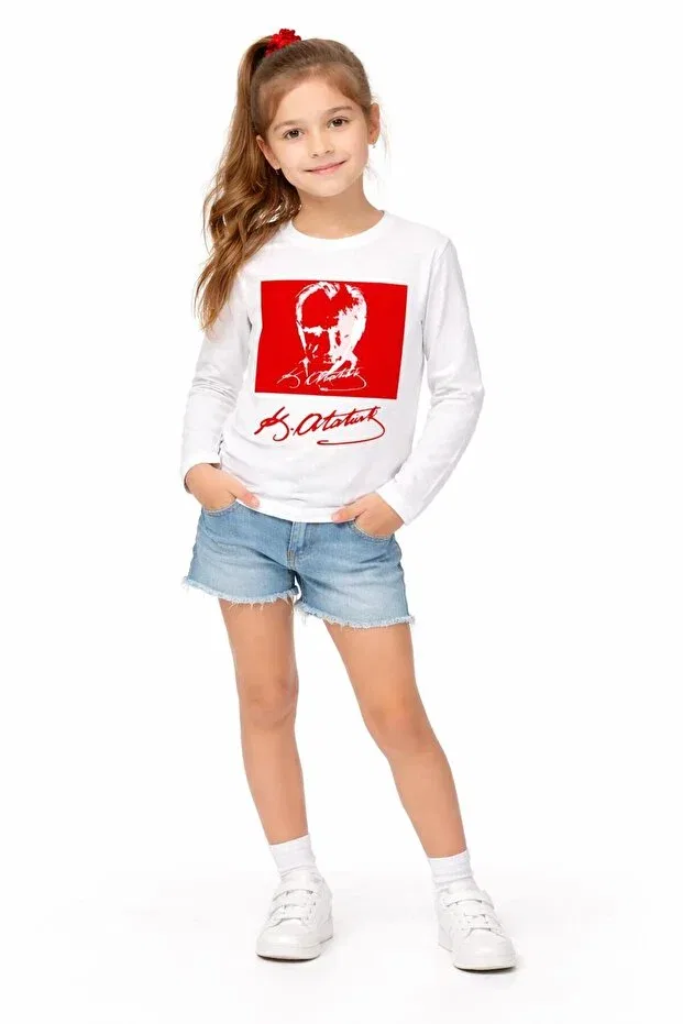 Детская толстовка для девочек с принтом Ataturk Printed One Depot Only Only For Quality Life, White One Depot Only For Quality Life