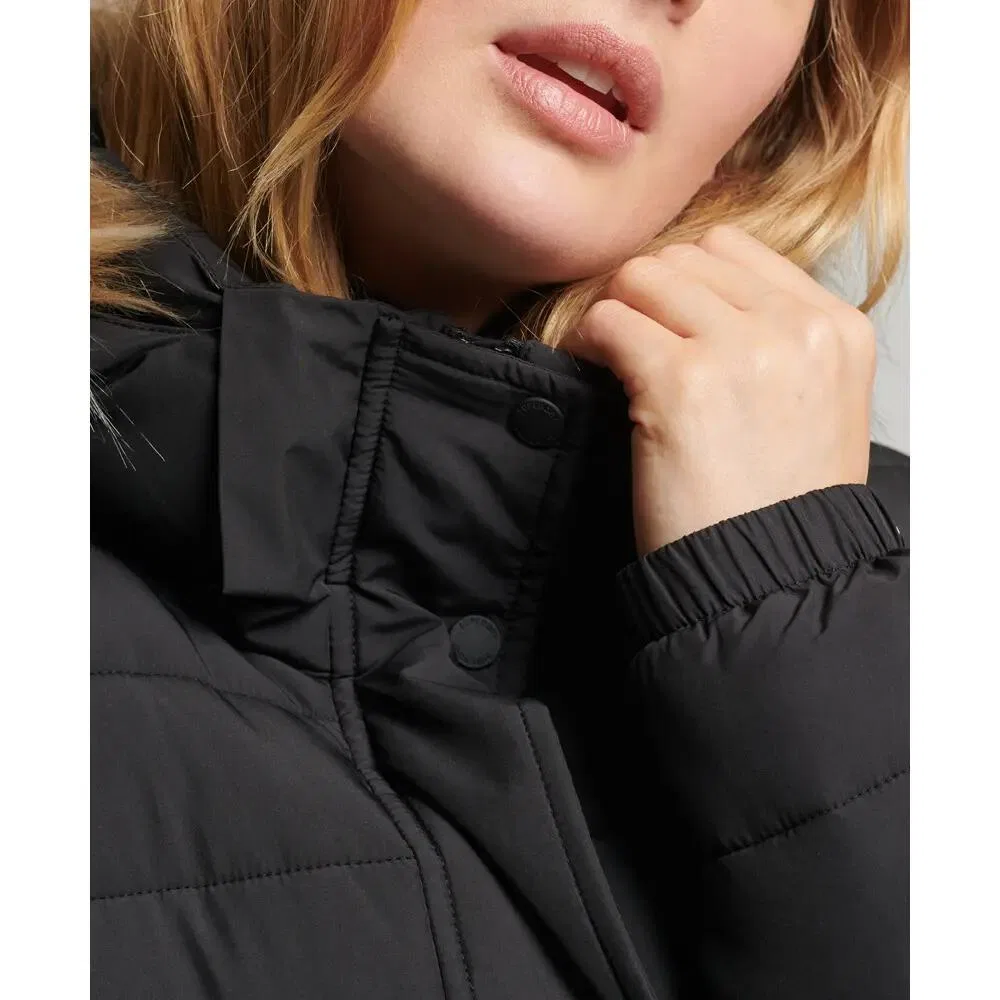 Женское пальто с длинным кроем Super Longline Fuji Superdry, ЧЕРНЫЙ — фото 4