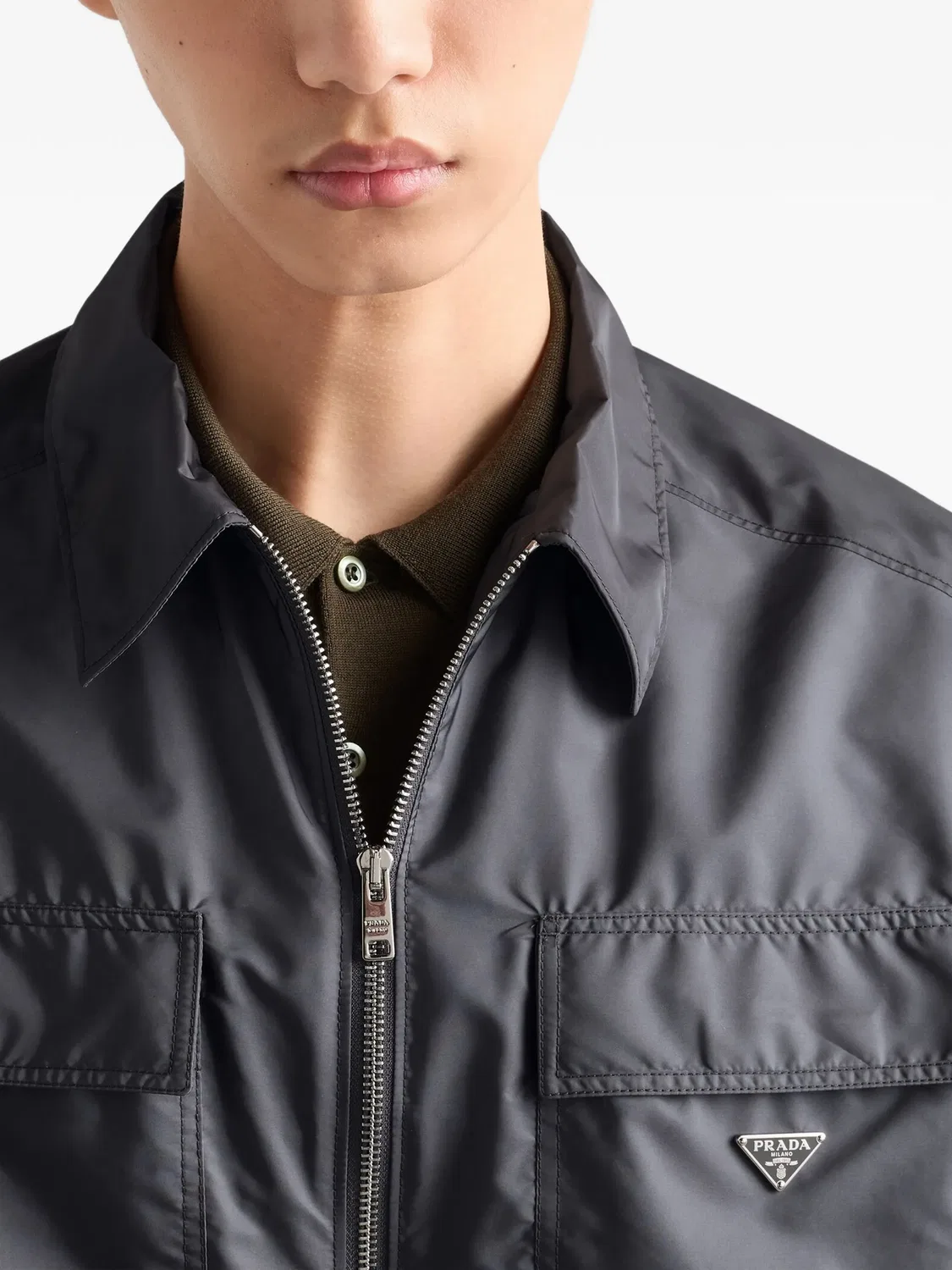 Рубашка из Re-Nylon Prada, серый — фото 4