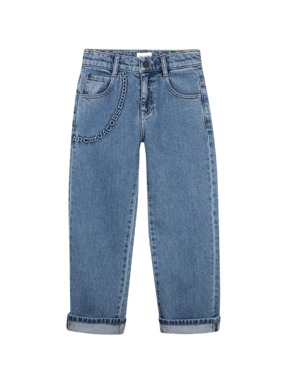 Джинсы с вышитым логотипом и цепочкой Marc Jacobs Kids, синий