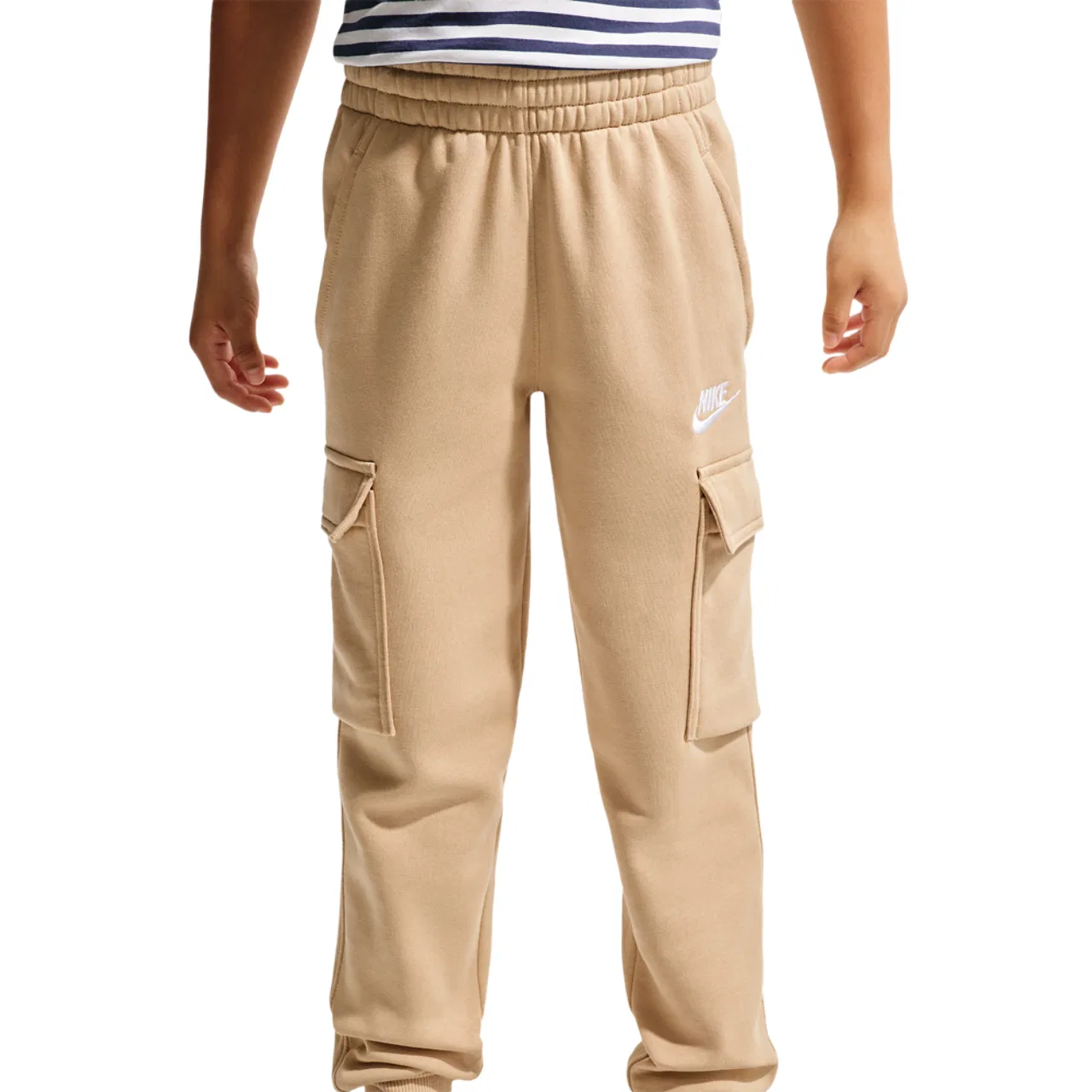 Детские карго-брюки из футера с утеплением, с карманами, Nike NSW Club Fleece LBR Cargo Pants, Nike, Linen/Linen/White