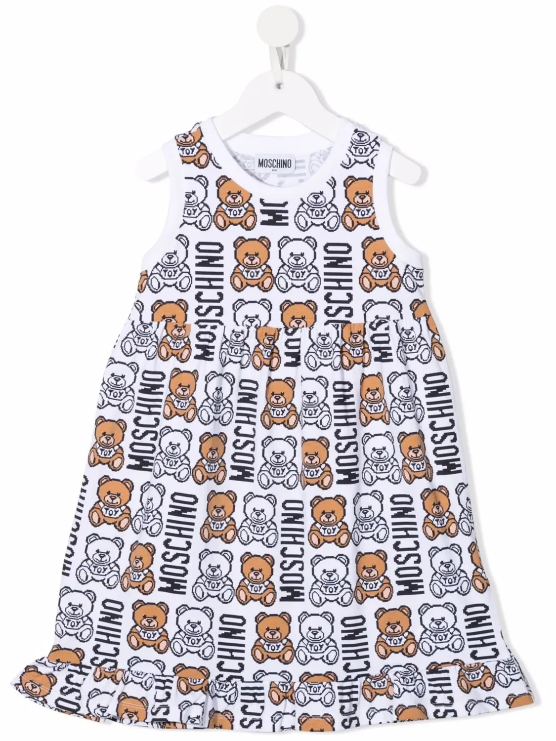 Moschino Белое платье с логотипом и мишкой