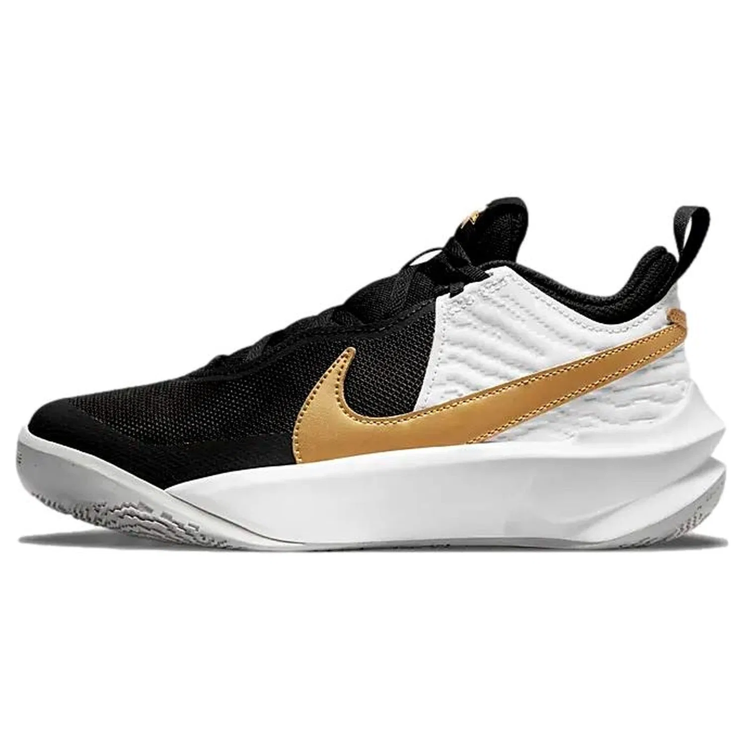 Детские кроссовки для мальчиков с принтом Team Hustle D 10 NIKE, Black Metallic Gold White