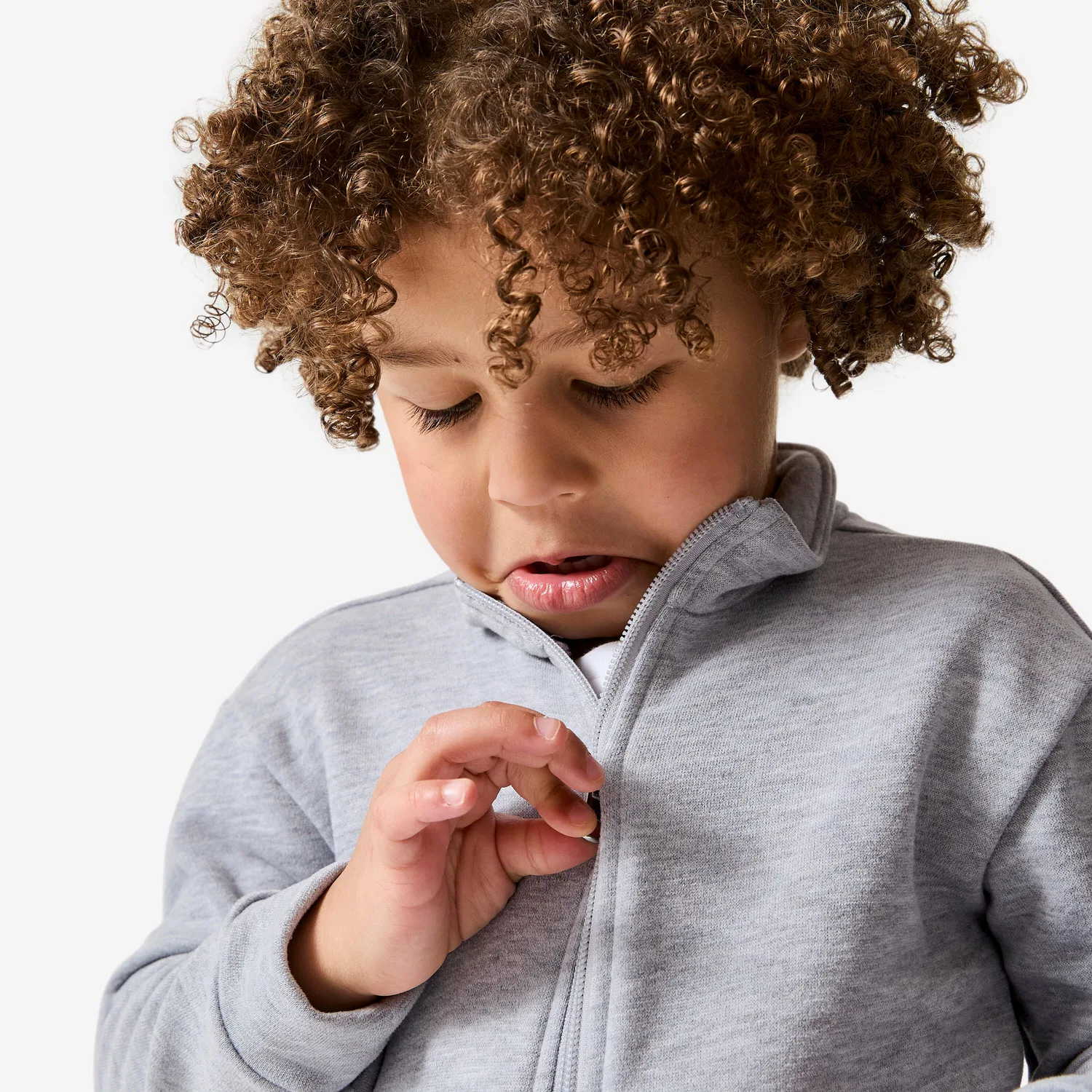 Детский спортивный костюм из французского терри Trainingsanzug Kinder French Terry atmungsaktiv Decathlon, Silbergrau — фото 3