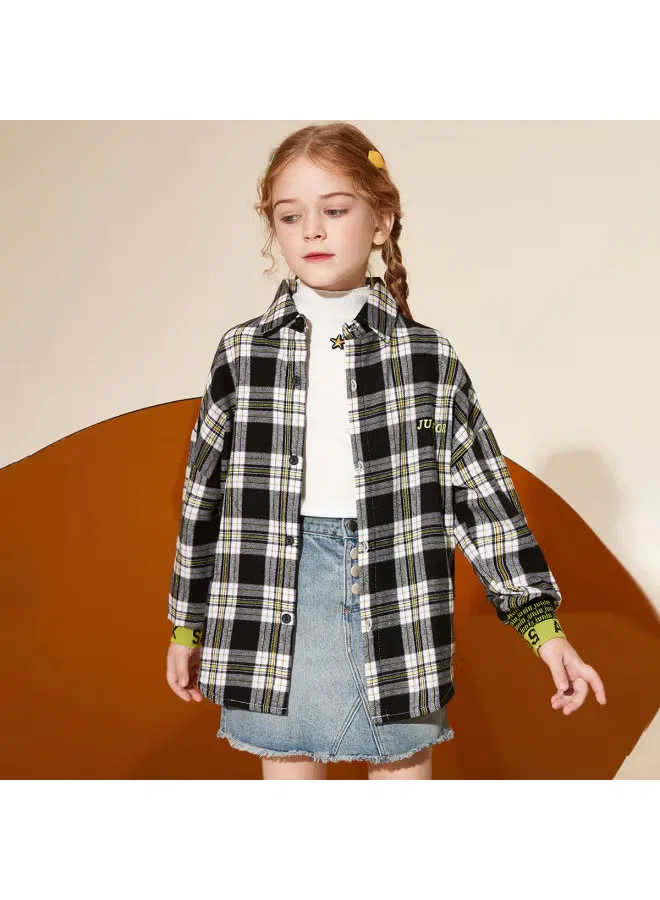Рубашка с длинным рукавом в клетку для девочек Ask Junior — фото 2