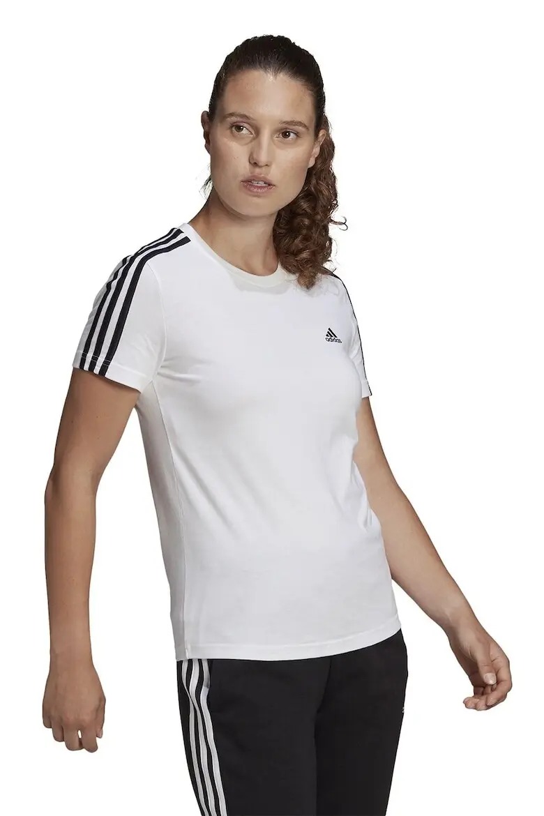 Футболка Adidas Essentials Slim 3-Stripes, белый — фото 3