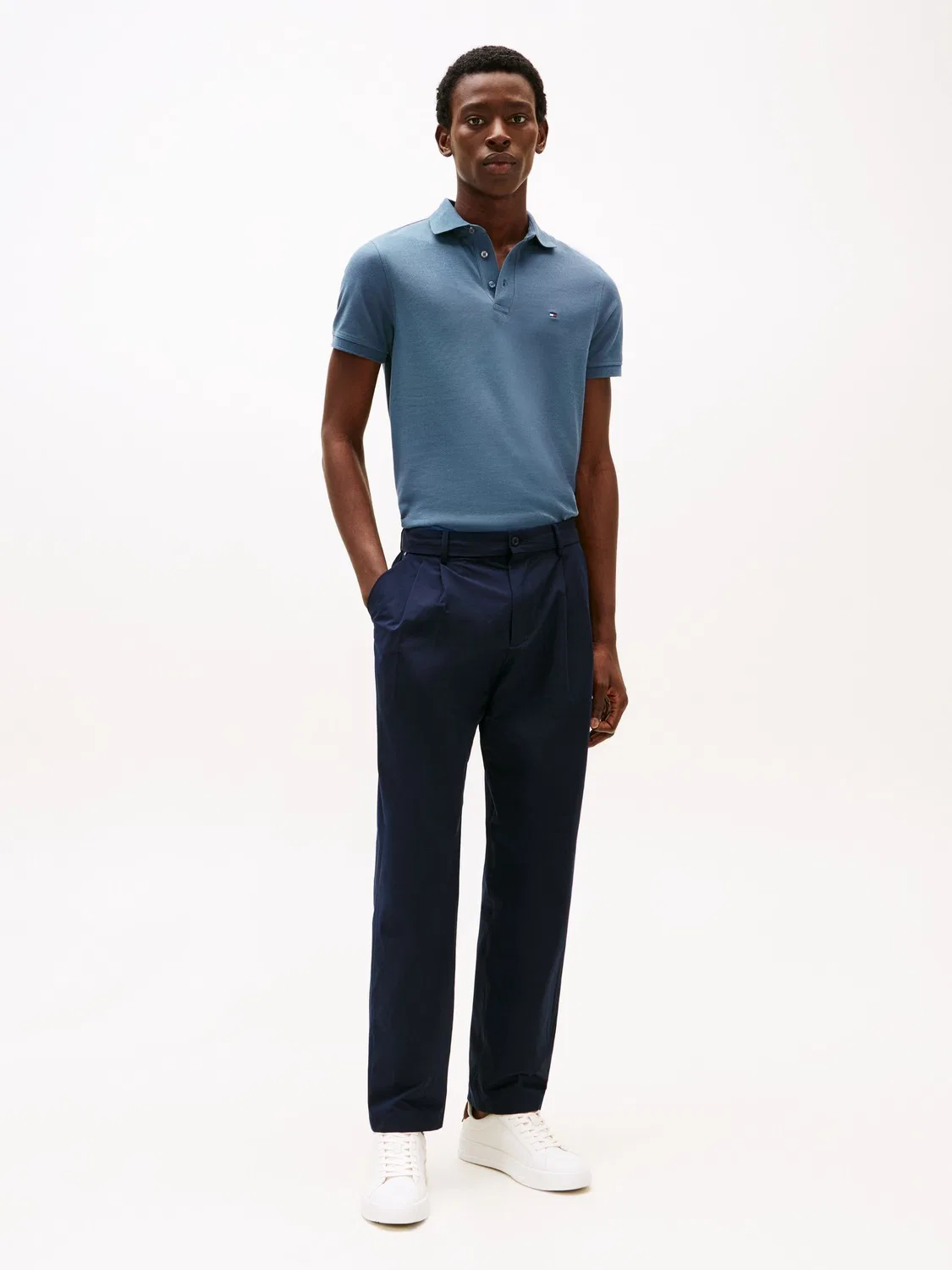Tommy Hilfiger Ocean Blue Slim Fit Рубашка-поло из пике 1985 года — фото 2