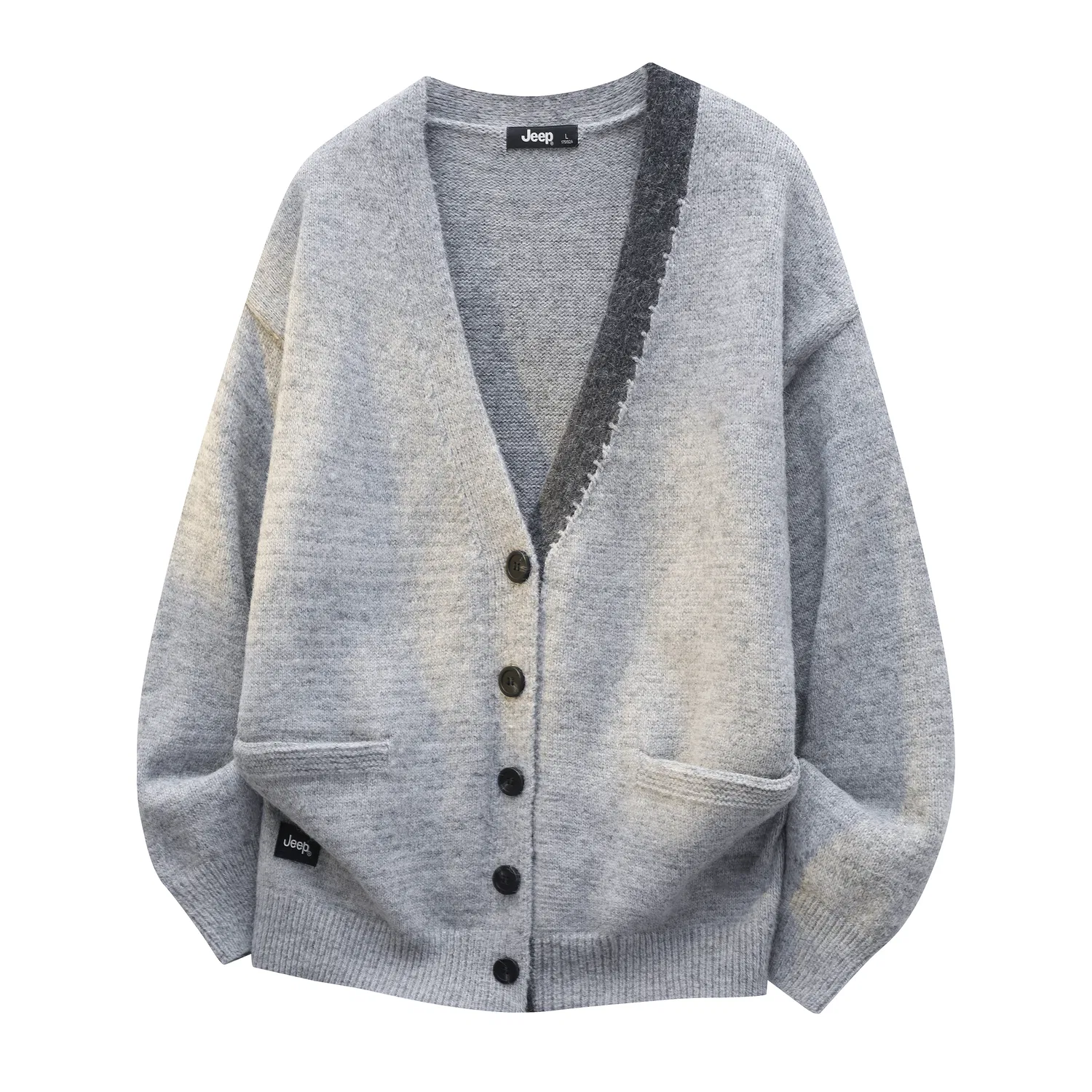 Детский свитер с V-образным вырезом утепленный Jeep Leisure Collection, Light Gray