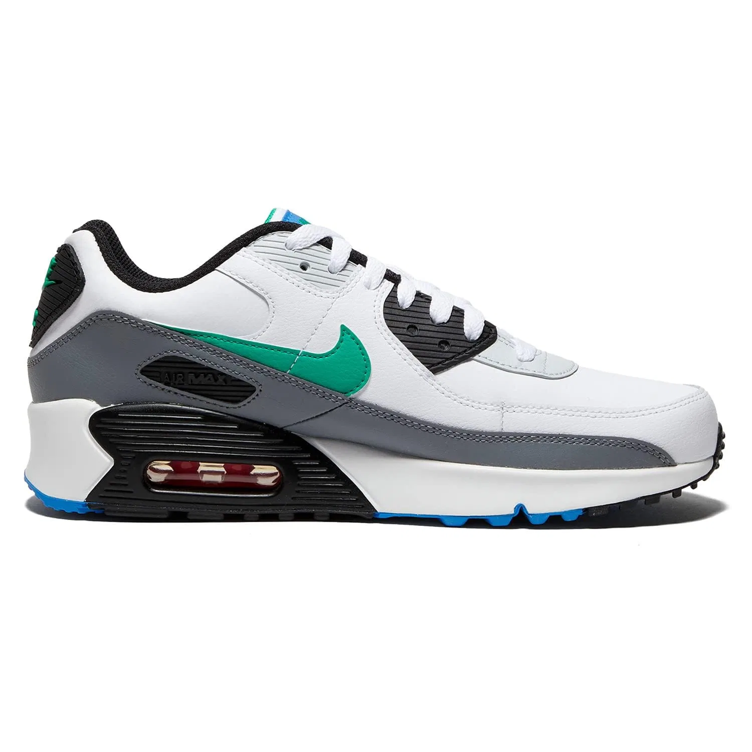 Детские кроссовки для девочек с шнуровкой Air Max 90 NIKE, White Green Stadium Pure Platinum — фото 2