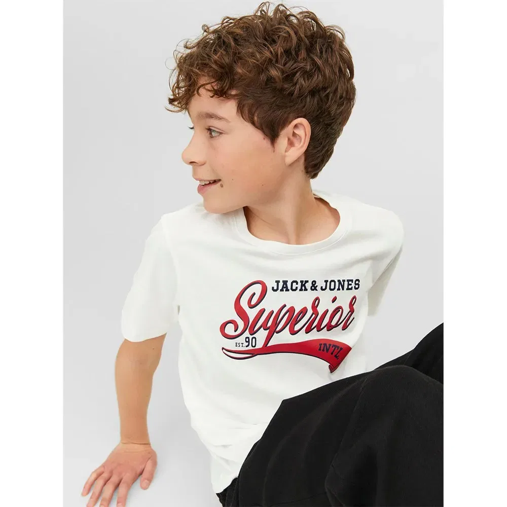 Детская футболка с принтом Logo Short Sleeve Jack & jones, White — фото 4