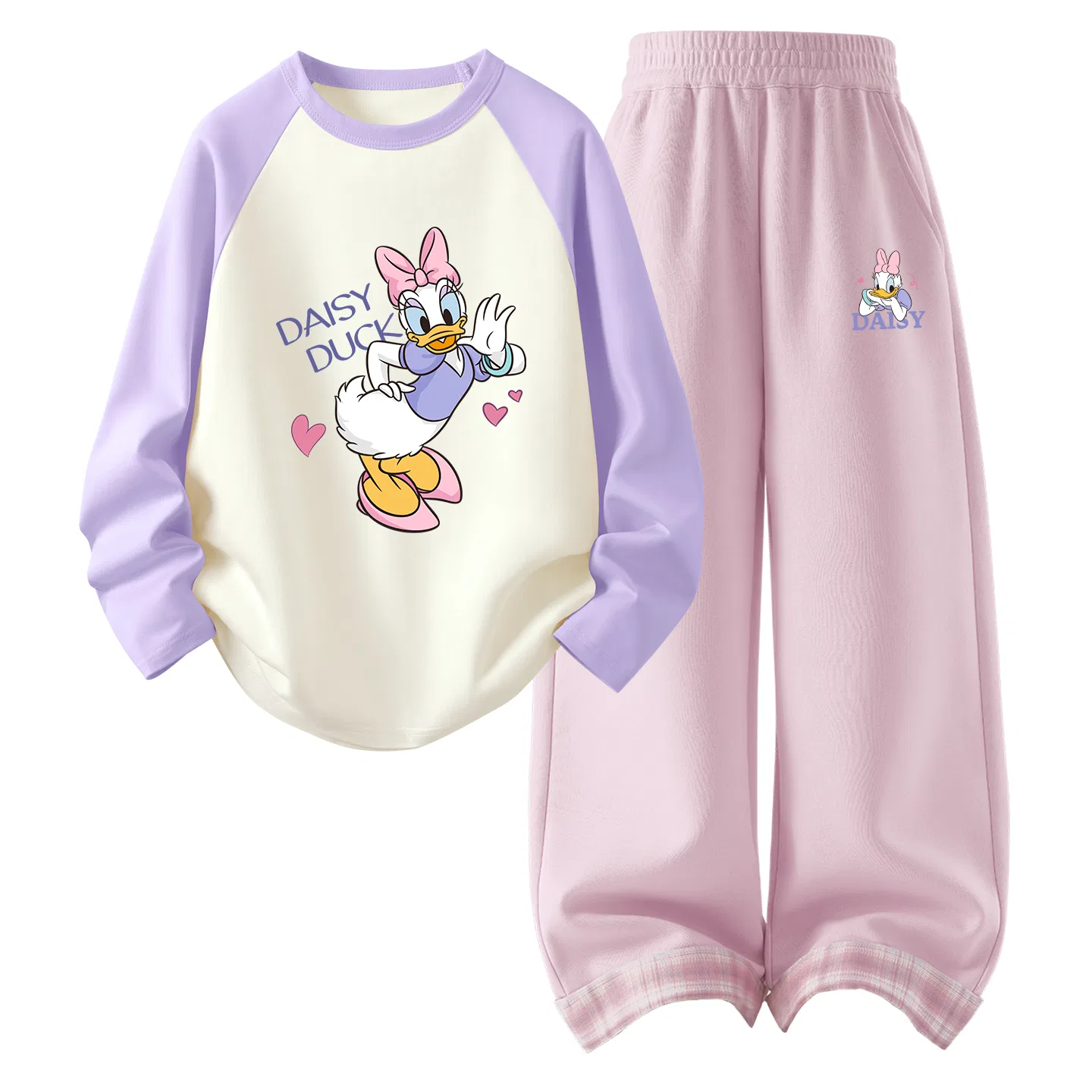 Детский комплект спортивной одежды с длинным рукавом Disney, Di Runaway Taro Purple+Di Smile Dai K Cherry Blossom Pink — фото 4