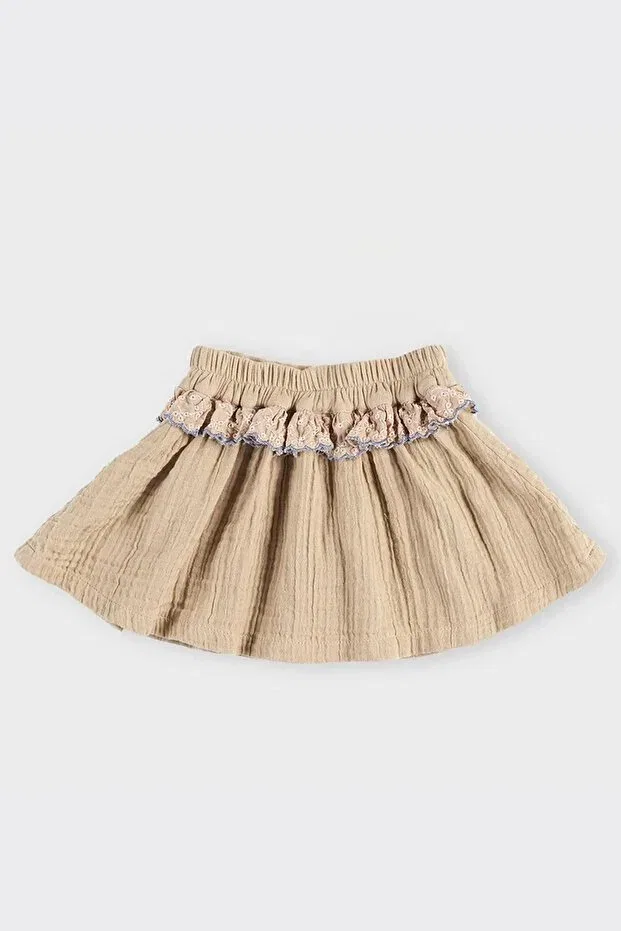 Детское платье-юбка для девочек хлопковое Panço, Beige — фото 3