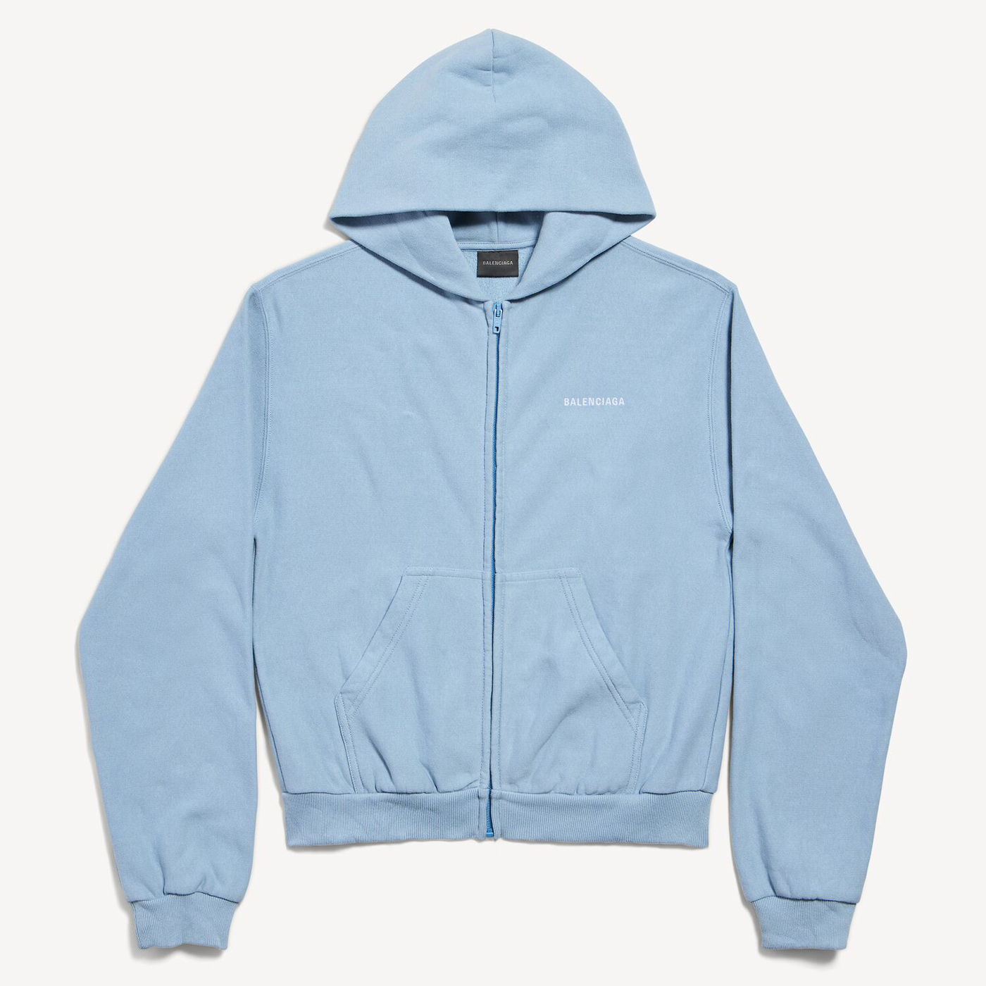 Толстовка Balenciaga Back Zip-Up Hoodie Regular Fit, голубой/белый