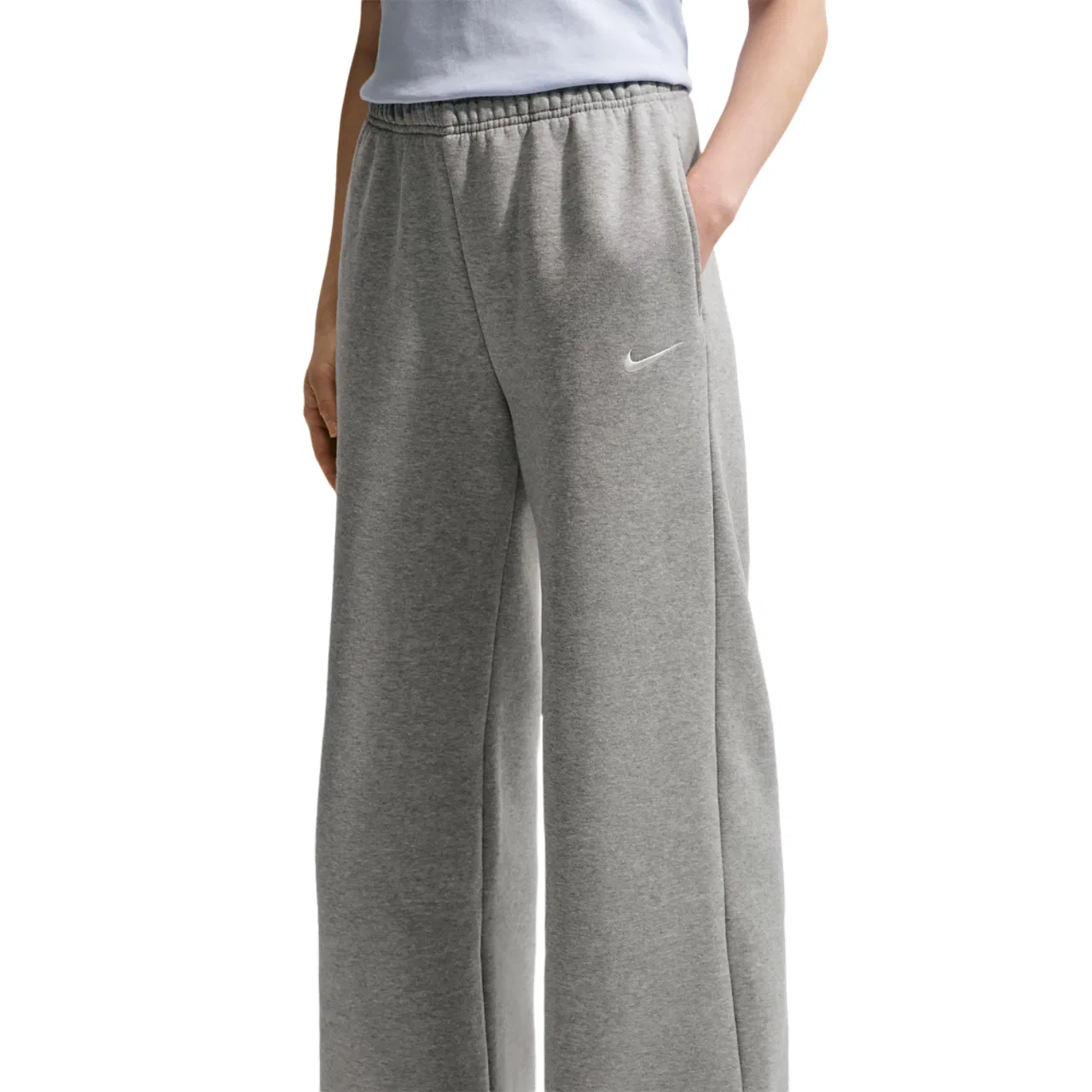 Женские брюки свободного кроя из флиса Studio Fleece STD Nike, Sail/Dark Grey Heather