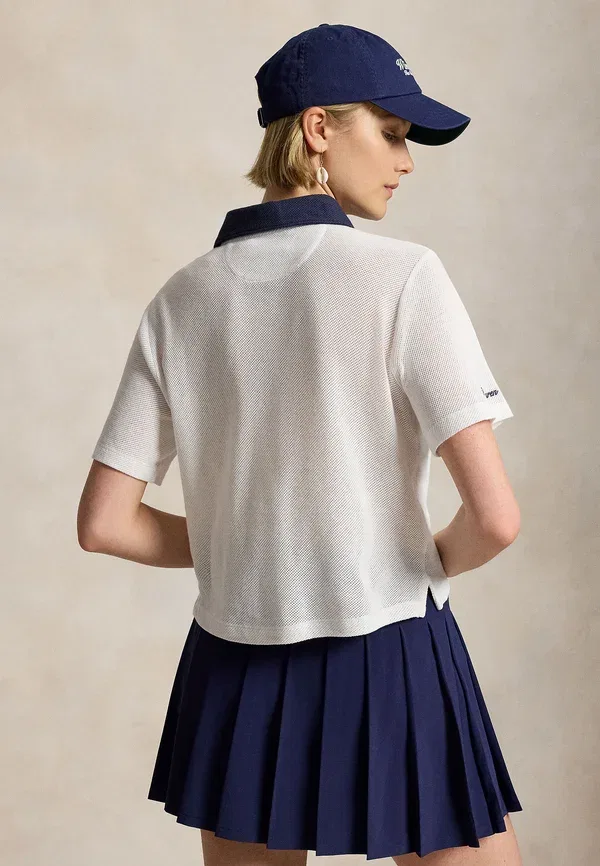 Поло хлопковое Pique Wimbledon Polo Ralph Lauren, Deckwash White, Refined Navy, белый/темно-синий — фото 4
