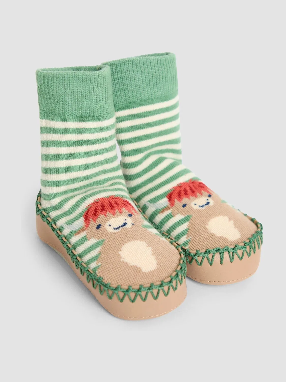 Мокасины-носочки, Green Highland Cow Jojo Maman Bébé, зеленый