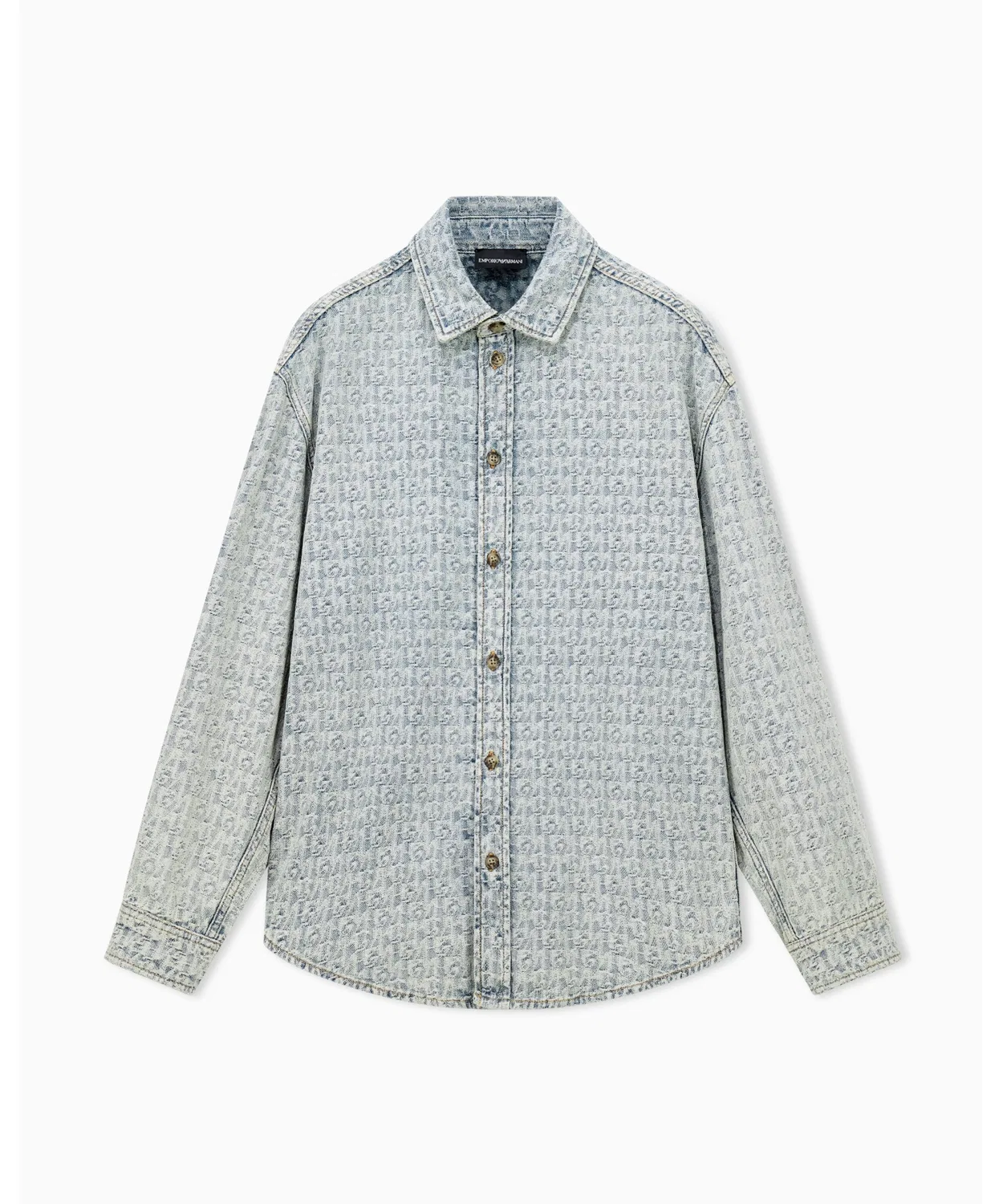 Мужская рубашка из денима с монограммой Cotton Jacquard Emporio Armani, Light Blue